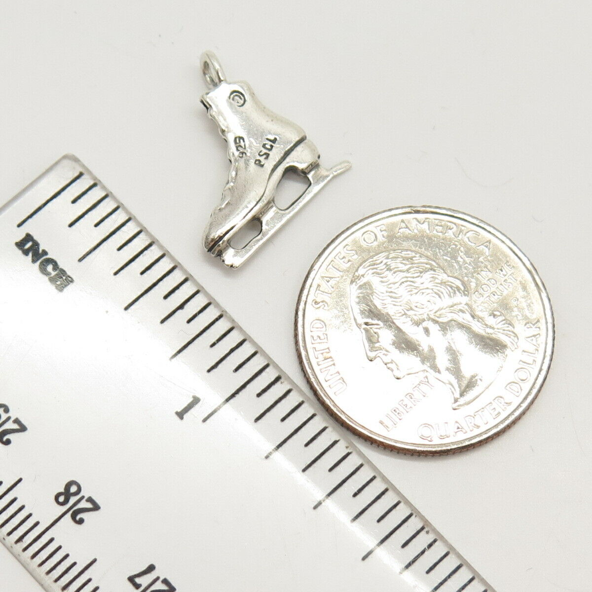 925 Sterling Silver Vintage Peter Stone Ice Skating Shoe Design Charm Pendant