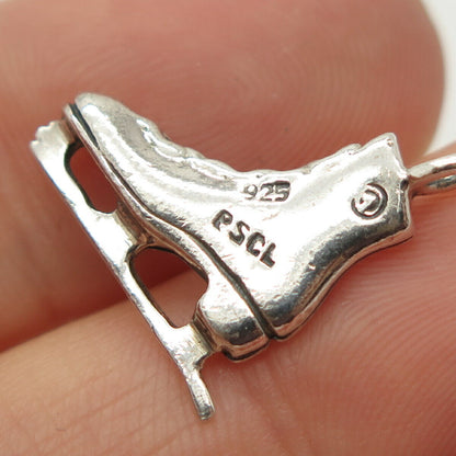 925 Sterling Silver Vintage Peter Stone Ice Skating Shoe Design Charm Pendant