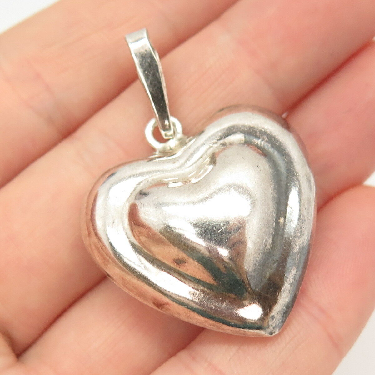 925 Sterling Silver Vintage Mexico Heart Hollow Pendant