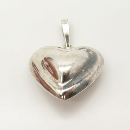 925 Sterling Silver Vintage Mexico Heart Hollow Pendant