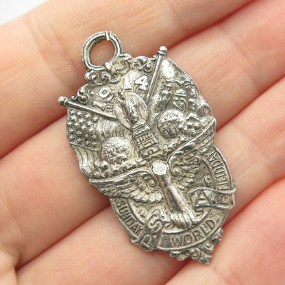 925 Sterling Silver Antique Dieges & Clust "Sunday World Field Day" Pendant