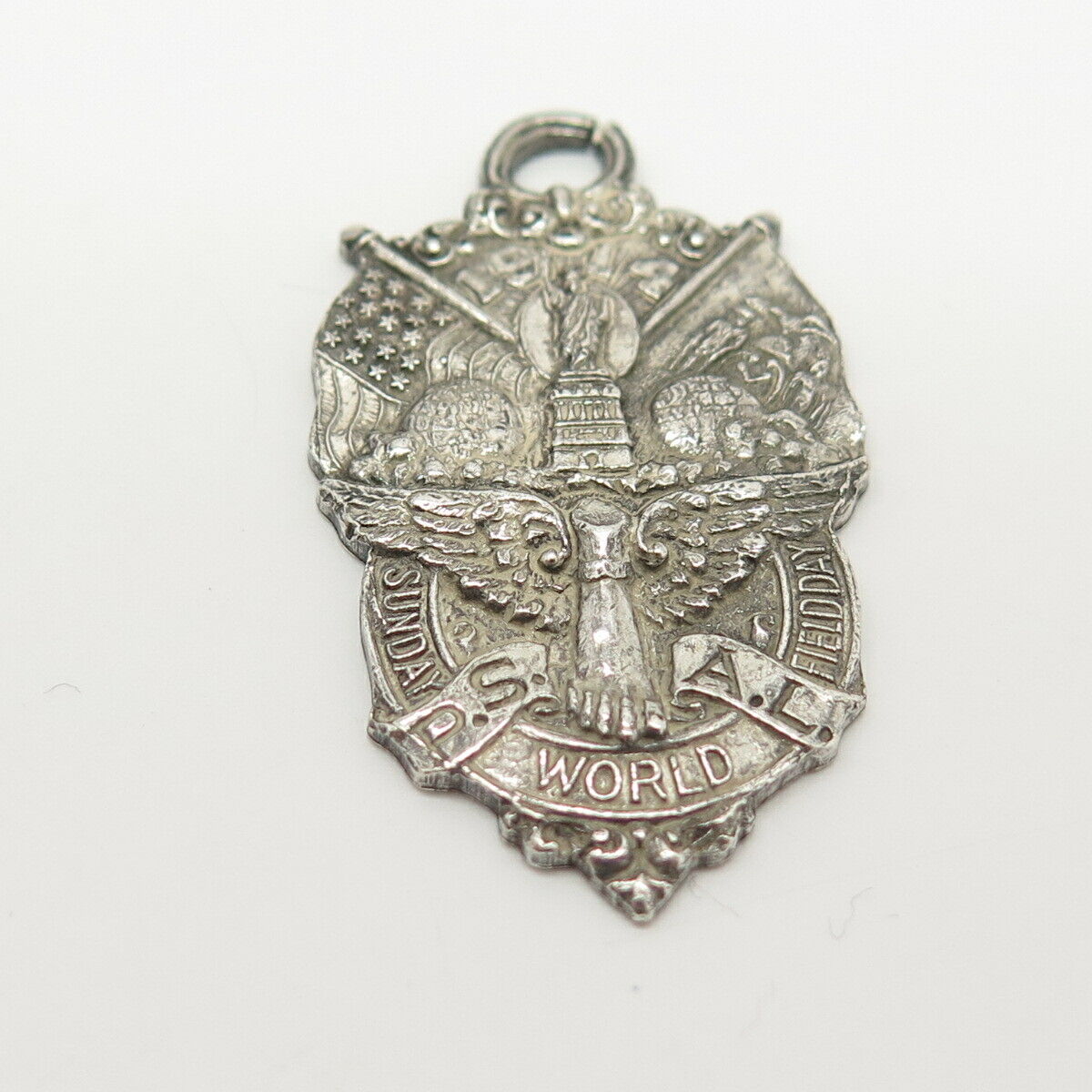 925 Sterling Silver Antique Dieges & Clust "Sunday World Field Day" Pendant