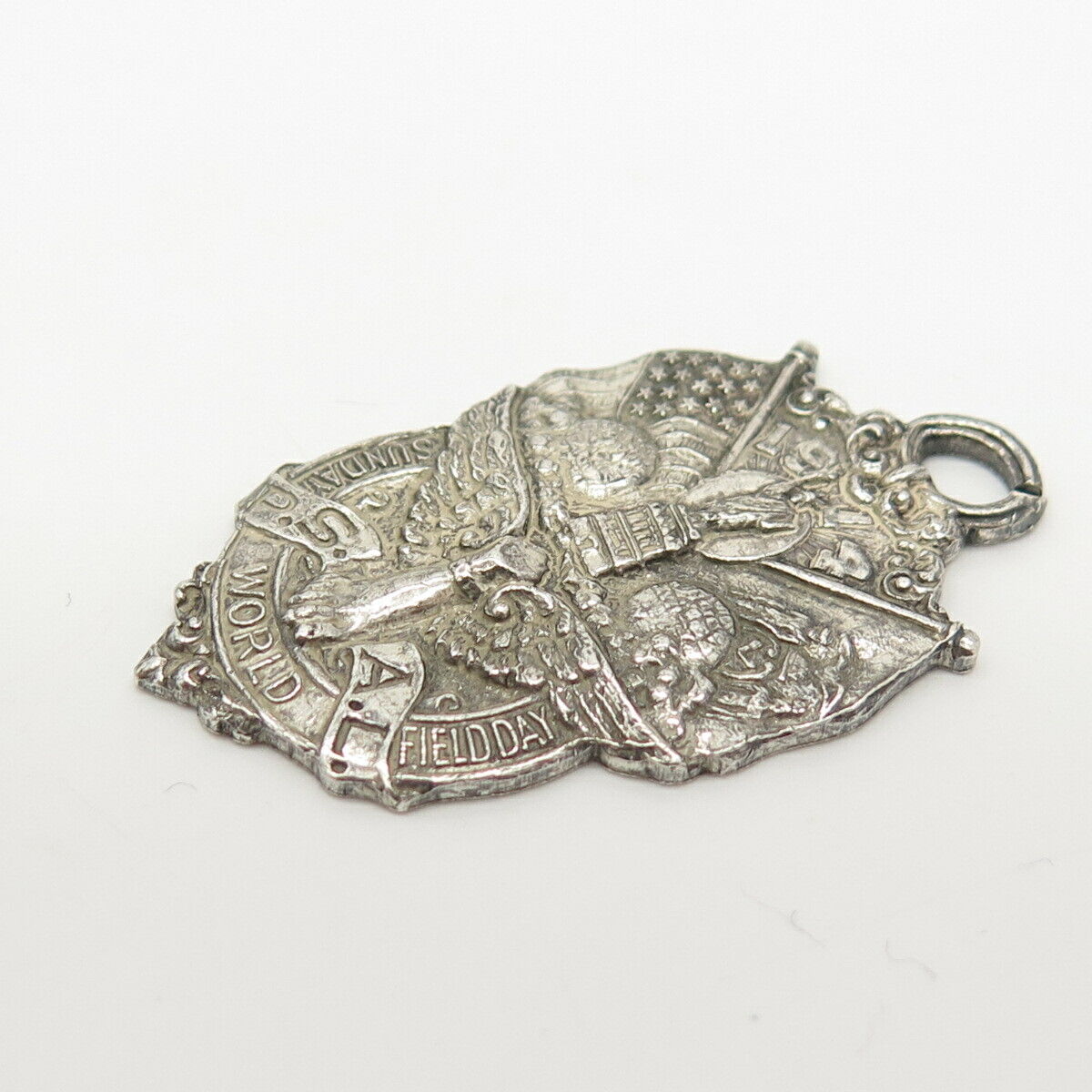 925 Sterling Silver Antique Dieges & Clust "Sunday World Field Day" Pendant
