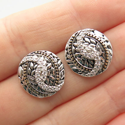 925 Sterling Silver C Z Boho Style Earrings