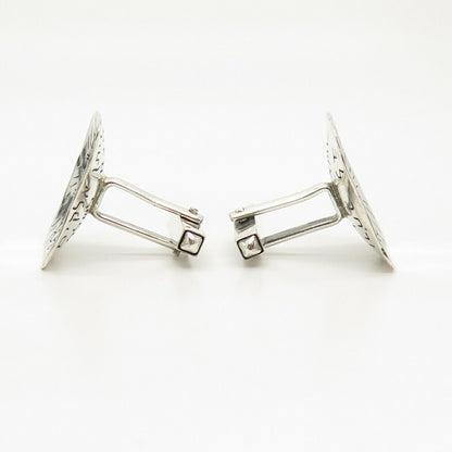 925 Sterling Silver Vintage Brick Design Cufflinks