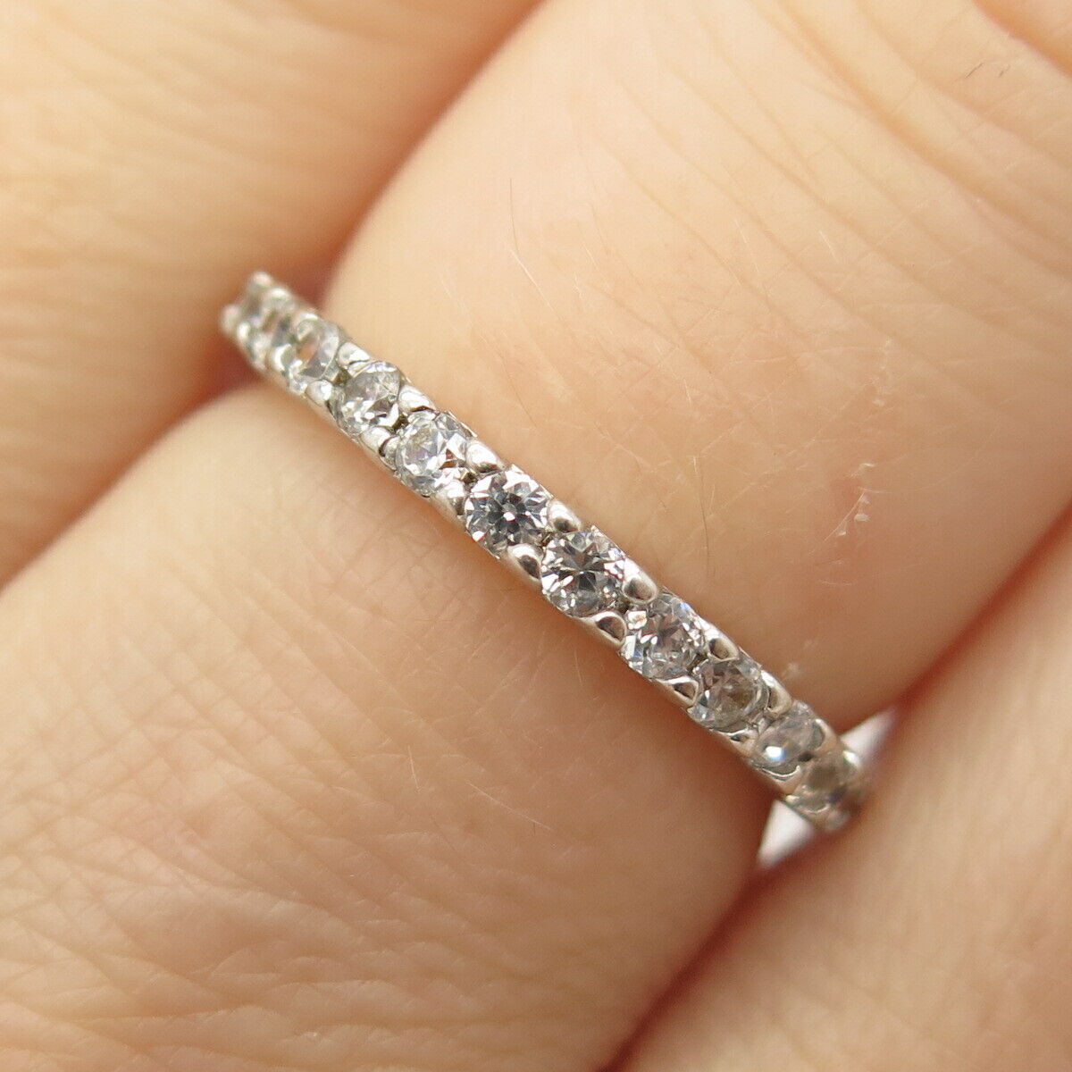 925 Sterling Silver Pave C Z Ring Size 7