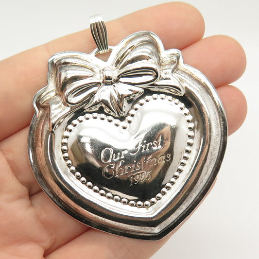 925 Sterling Silver Vintage Reed & Barton 1995 Christmas Heart Pendant