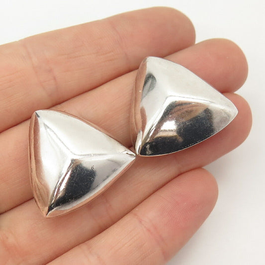 925 Sterling Silver Vintage Mexico Hollow Clip On Earrings