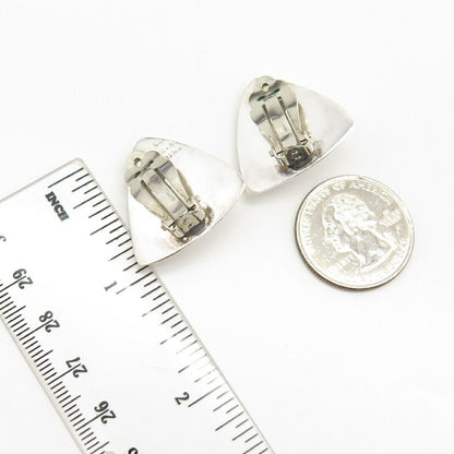 925 Sterling Silver Vintage Mexico Hollow Clip On Earrings