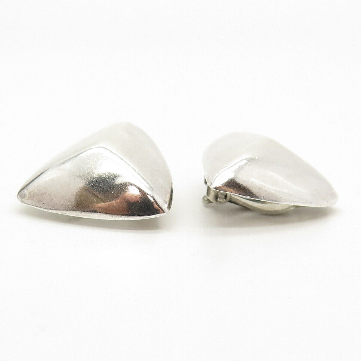 925 Sterling Silver Vintage Mexico Hollow Clip On Earrings