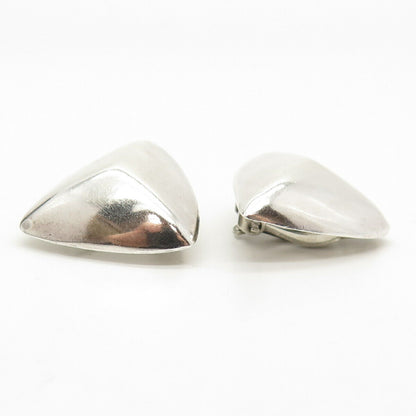 925 Sterling Silver Vintage Mexico Hollow Clip On Earrings