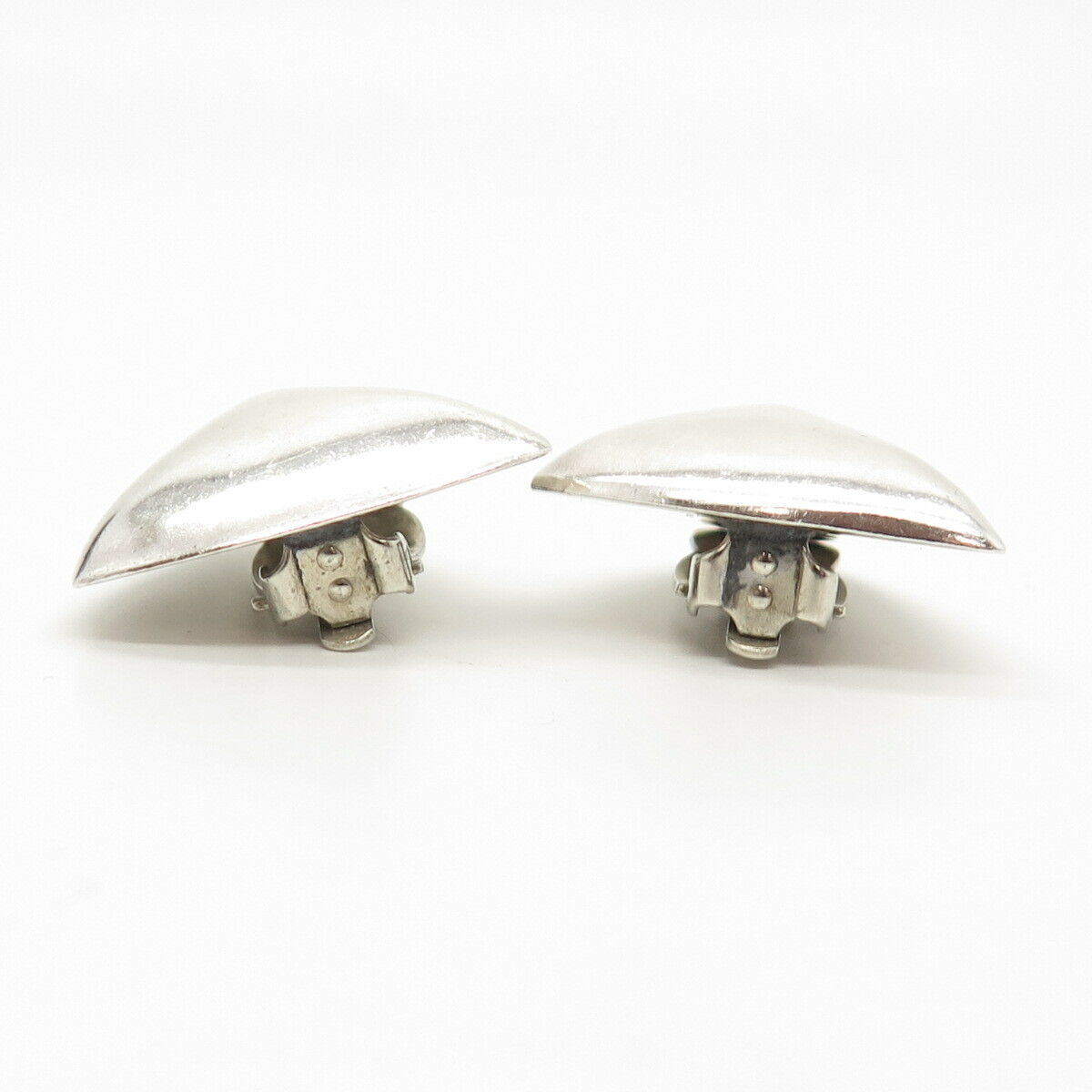 925 Sterling Silver Vintage Mexico Hollow Clip On Earrings