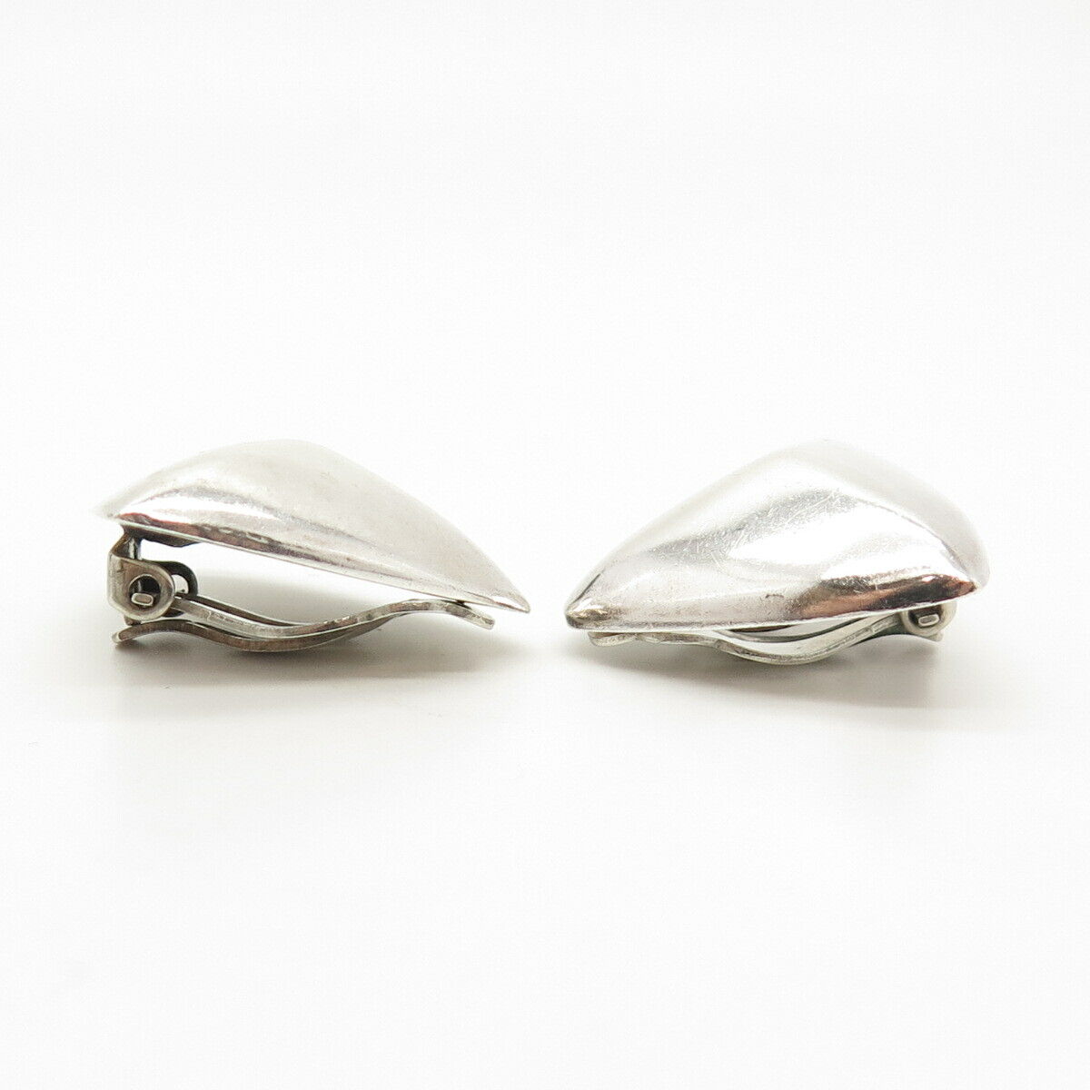 925 Sterling Silver Vintage Mexico Hollow Clip On Earrings