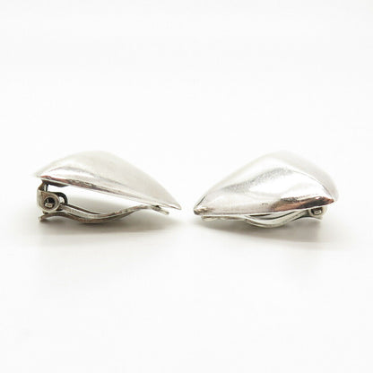 925 Sterling Silver Vintage Mexico Hollow Clip On Earrings