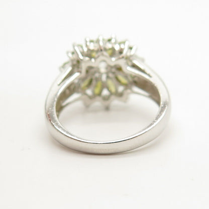 925 Sterling Silver White & Lime Citrine-Tone C Z Ring Size 8