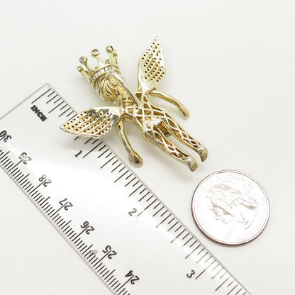 925 Sterling Silver Gold Plated C Z Angel Slide Pendant