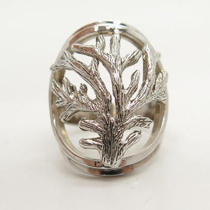 925 Sterling Silver Vintage Textuted Tree Statement Ring Size 6 1/4