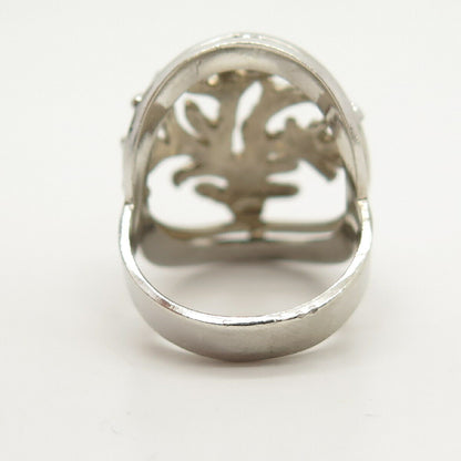 925 Sterling Silver Vintage Textuted Tree Statement Ring Size 6 1/4