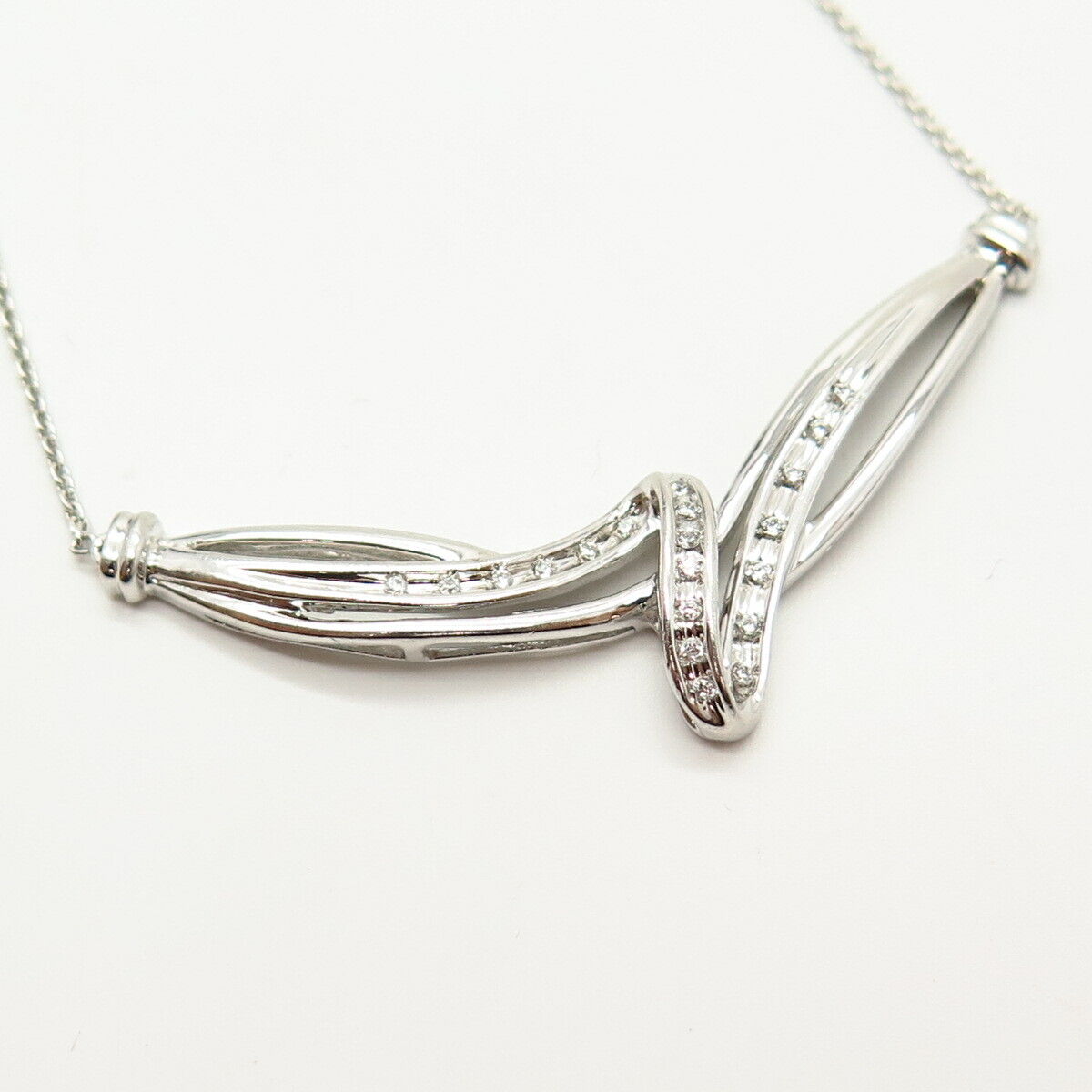 925 Sterling Silver C Z Swirl Rolo Chain Necklace 18"