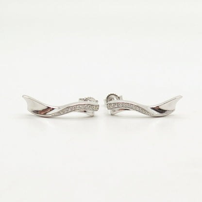 925 Sterling Silver Pave C Z Swirl Earrings