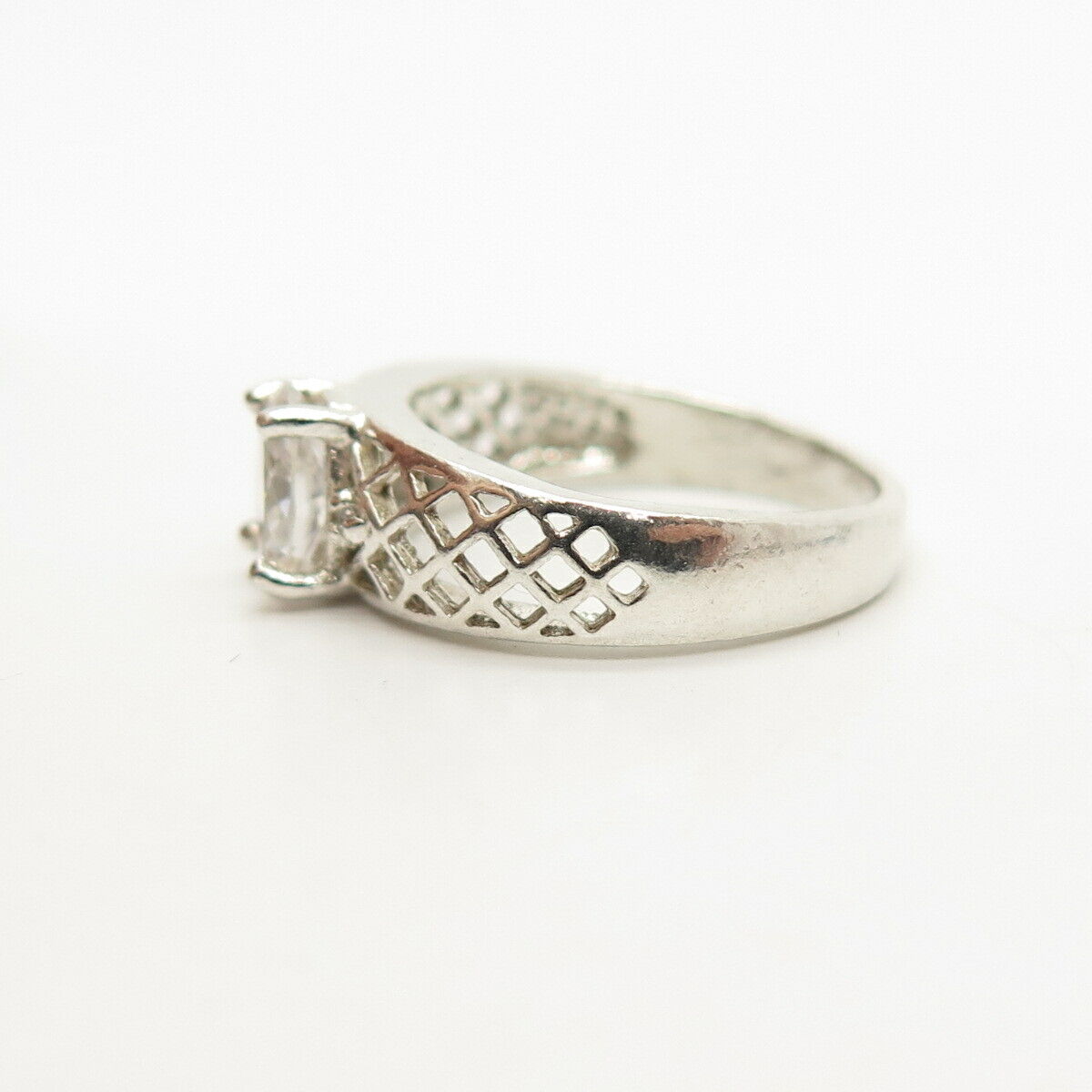 925 Sterling Silver C Z Cage Ring Size 5