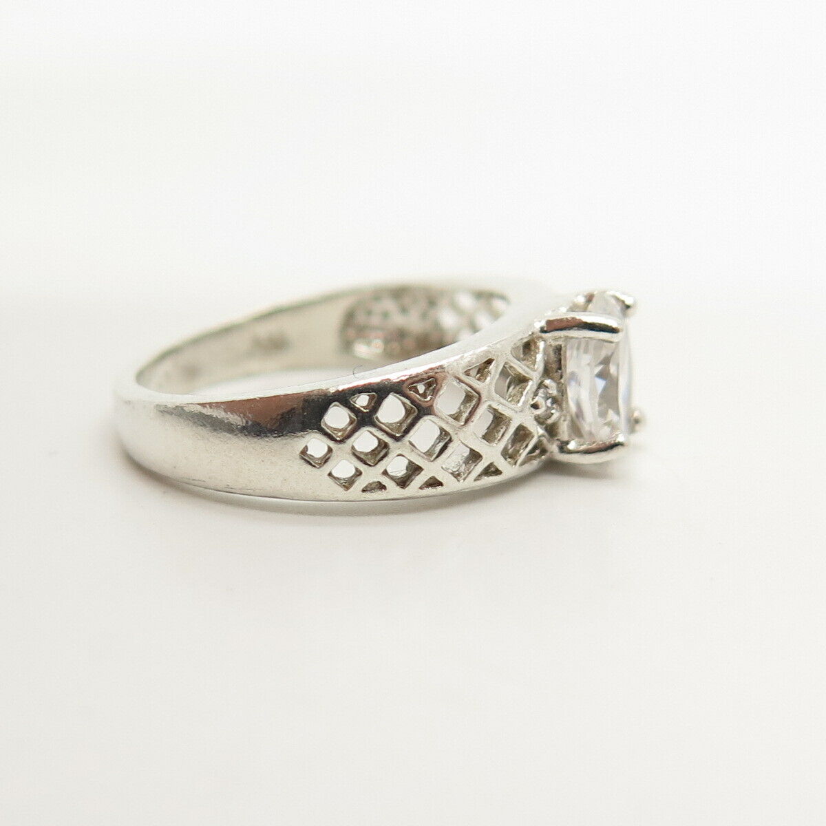 925 Sterling Silver C Z Cage Ring Size 5