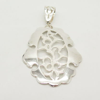 925 Sterling Silver Vintage Ornate Oval Pendant