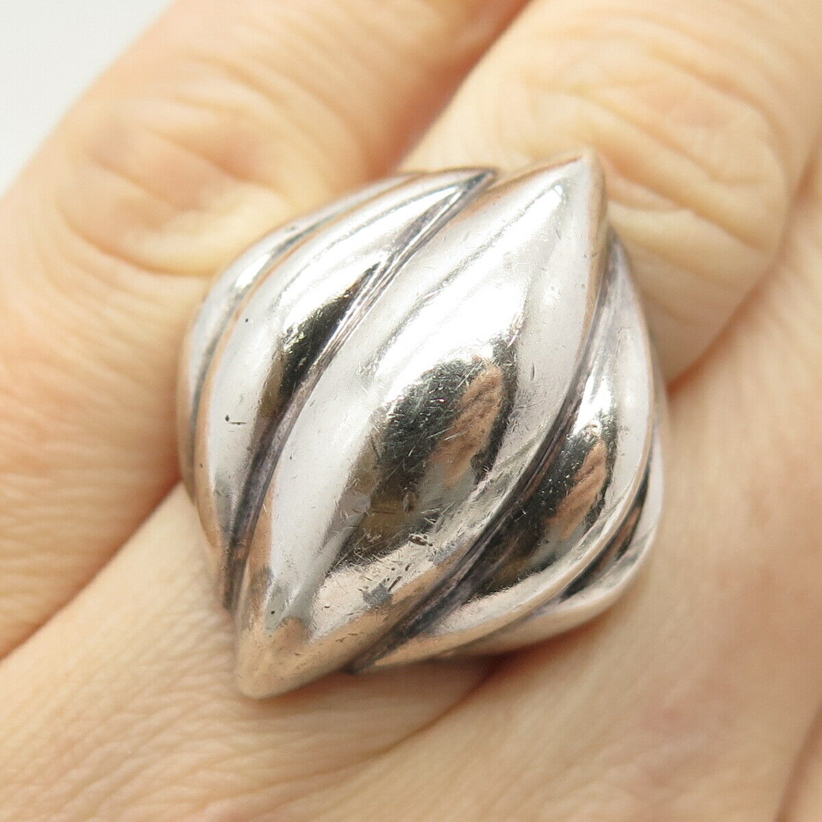 925 Sterling Silver Vintage Modernist Ring Size 5 3/4