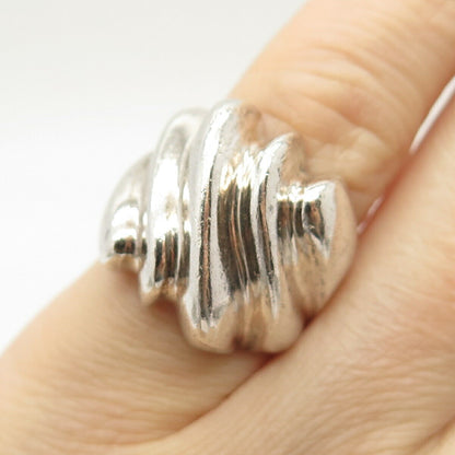 925 Sterling Silver Vintage Mexico Wrinkled Ring Size 5