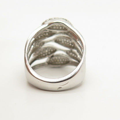925 Sterling Silver Pave C Z Wide Ring Size 6 3/4