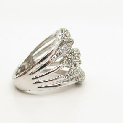 925 Sterling Silver Pave C Z Wide Ring Size 6 3/4