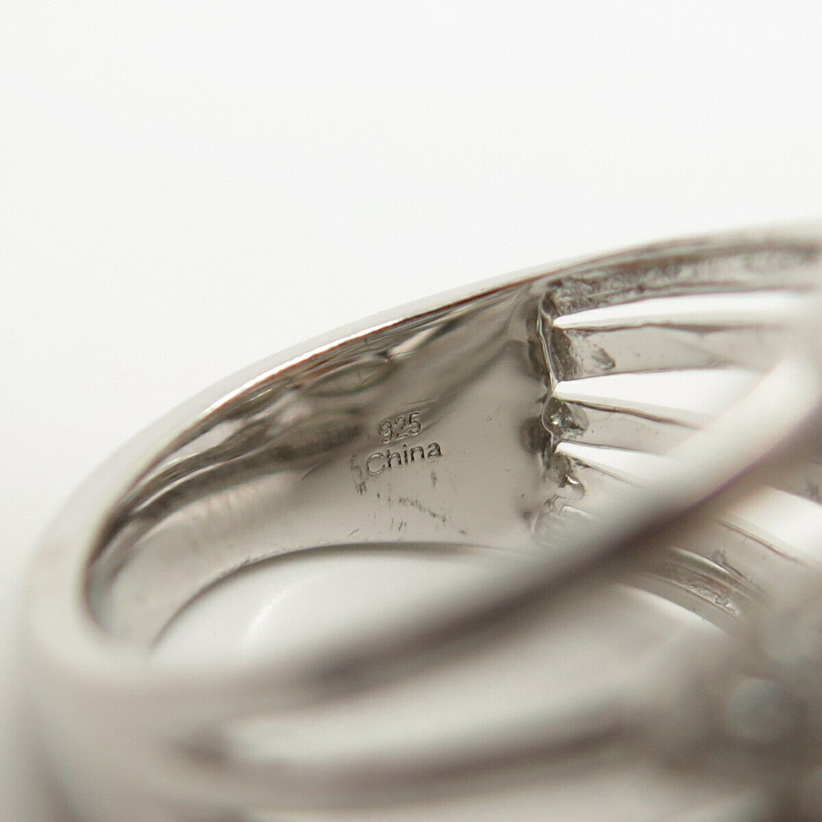 925 Sterling Silver Pave C Z Wide Ring Size 6 3/4