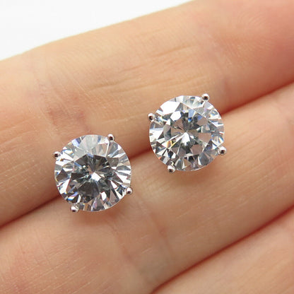 925 Sterling Silver Round-Cut C Z Stud Earrings