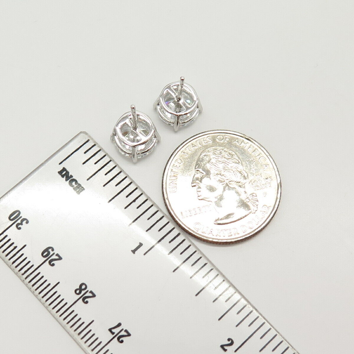 925 Sterling Silver Round-Cut C Z Stud Earrings