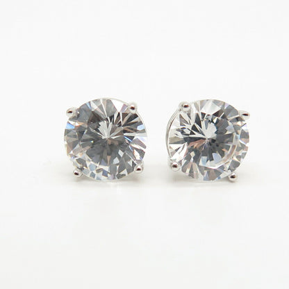 925 Sterling Silver Round-Cut C Z Stud Earrings