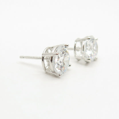 925 Sterling Silver Round-Cut C Z Stud Earrings