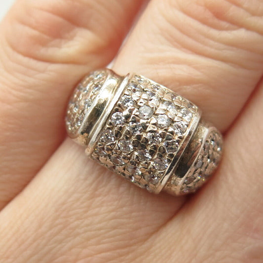 925 Sterling Silver Vintage Pave C Z Ring Size 7