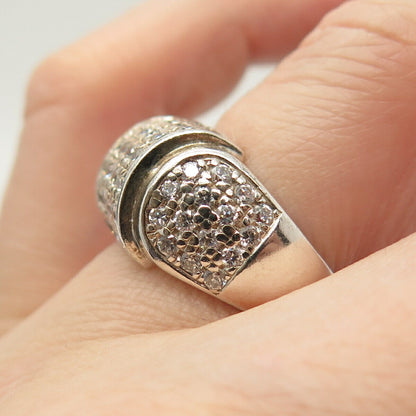 925 Sterling Silver Vintage Pave C Z Ring Size 7