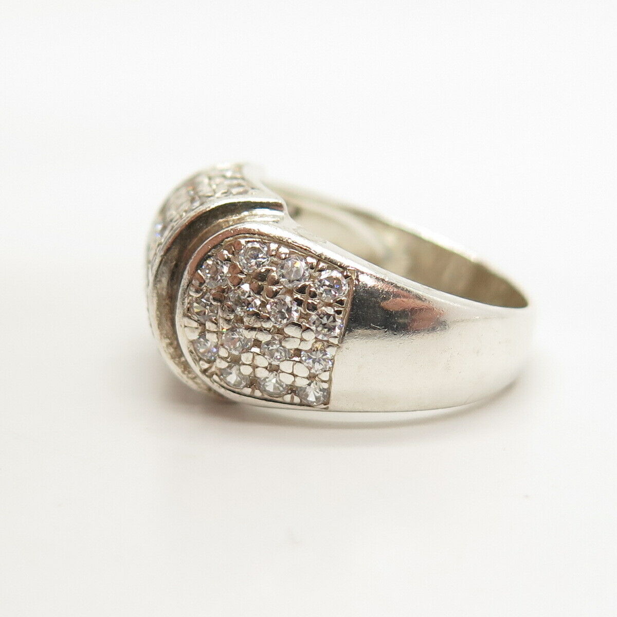 925 Sterling Silver Vintage Pave C Z Ring Size 7