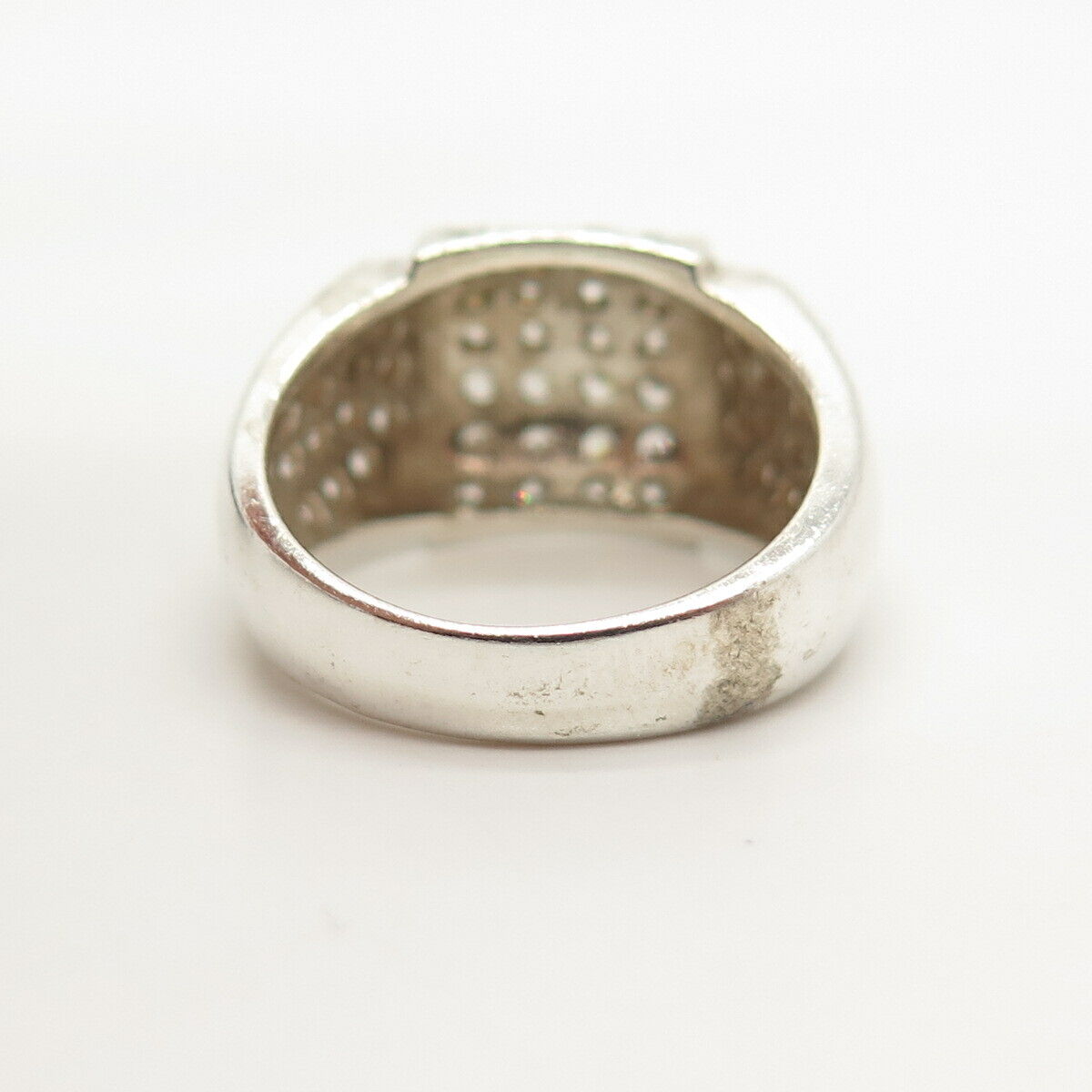 925 Sterling Silver Vintage Pave C Z Ring Size 7