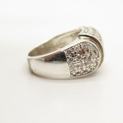 925 Sterling Silver Vintage Pave C Z Ring Size 7