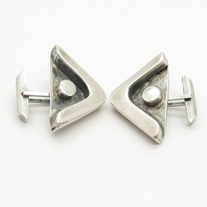 925 Sterling Silver Vintage Tribal Symbols Triangle Cufflinks