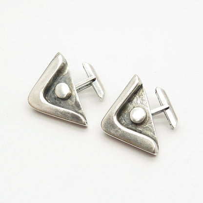 925 Sterling Silver Vintage Tribal Symbols Triangle Cufflinks