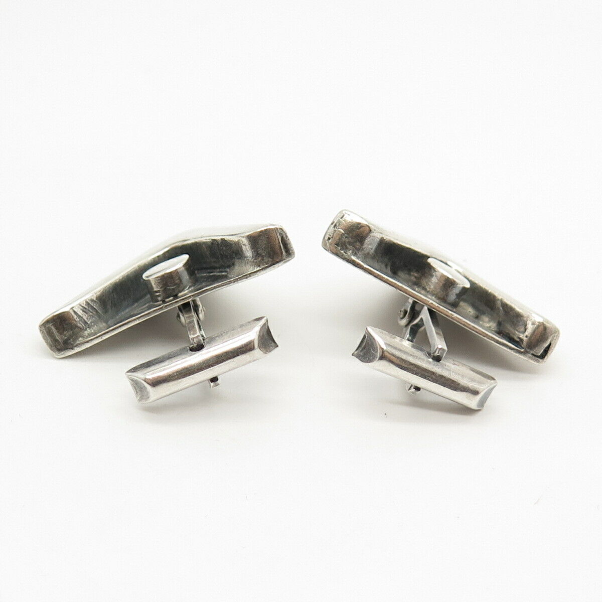 925 Sterling Silver Vintage Tribal Symbols Triangle Cufflinks