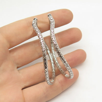 925 Sterling Silver Kleo Curved Textured Hoop Earrings