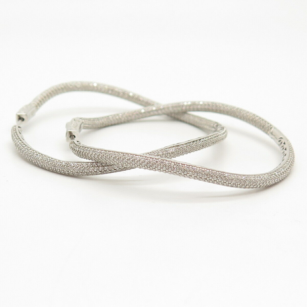 925 Sterling Silver Kleo Curved Textured Hoop Earrings