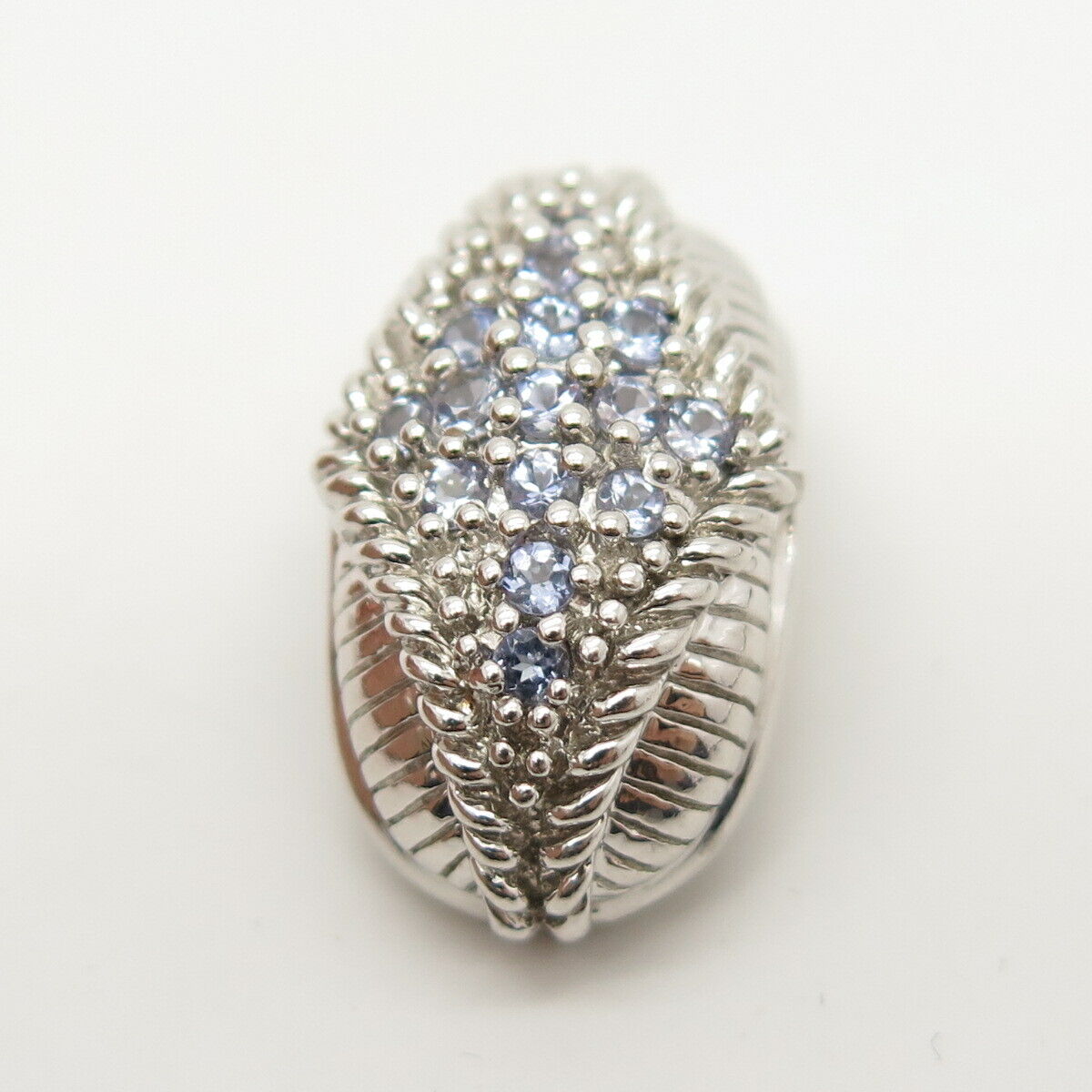 925 Sterling Silver Real Iolite Gemstone Slide Pendant