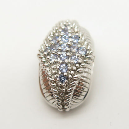 925 Sterling Silver Real Iolite Gemstone Slide Pendant