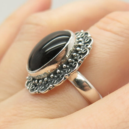 925 Sterling Silver Vintage Real Smoky Quartz Gem Ring Size 8 3/4