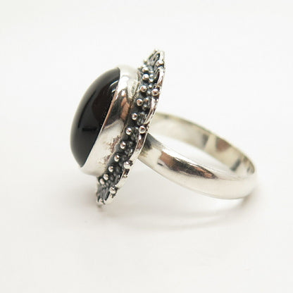 925 Sterling Silver Vintage Real Smoky Quartz Gem Ring Size 8 3/4